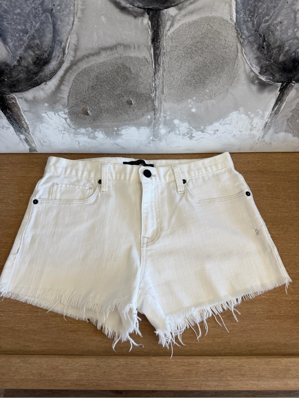 White Frayed Hem Women's Denim Shorts